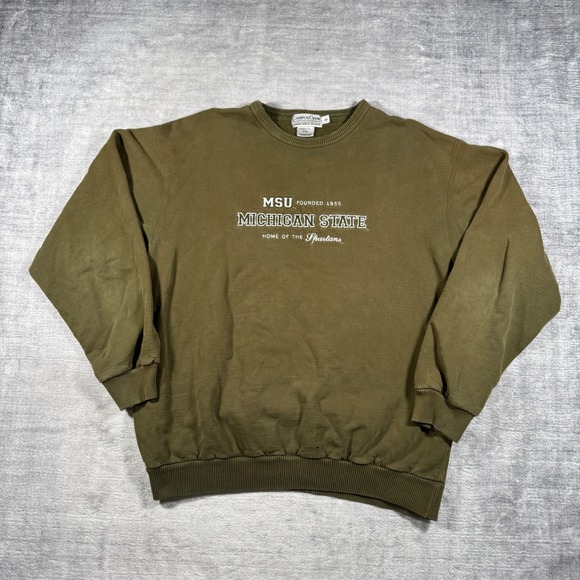 Campus Crew Other - Michigan State Spartans MSU Sweatshirt Mens Large Olive Green Vintage Crewneck